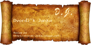 Dvorák Janka névjegykártya